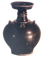 Black glazed four-handled Pankou kettle