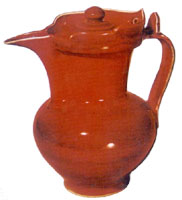 Red glaze ewer in the shape of monks hat