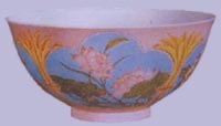 Color enamels bowl with four-season flower design