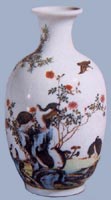 Vase with enamel bamboo, chrysanthemum and quails design