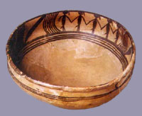 Painted basin with dancing design