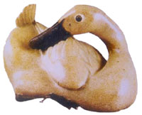 Shiwan white glazed pottery in a shape of lying duck