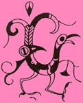 新疆出土的凤鸟刺绣线描图